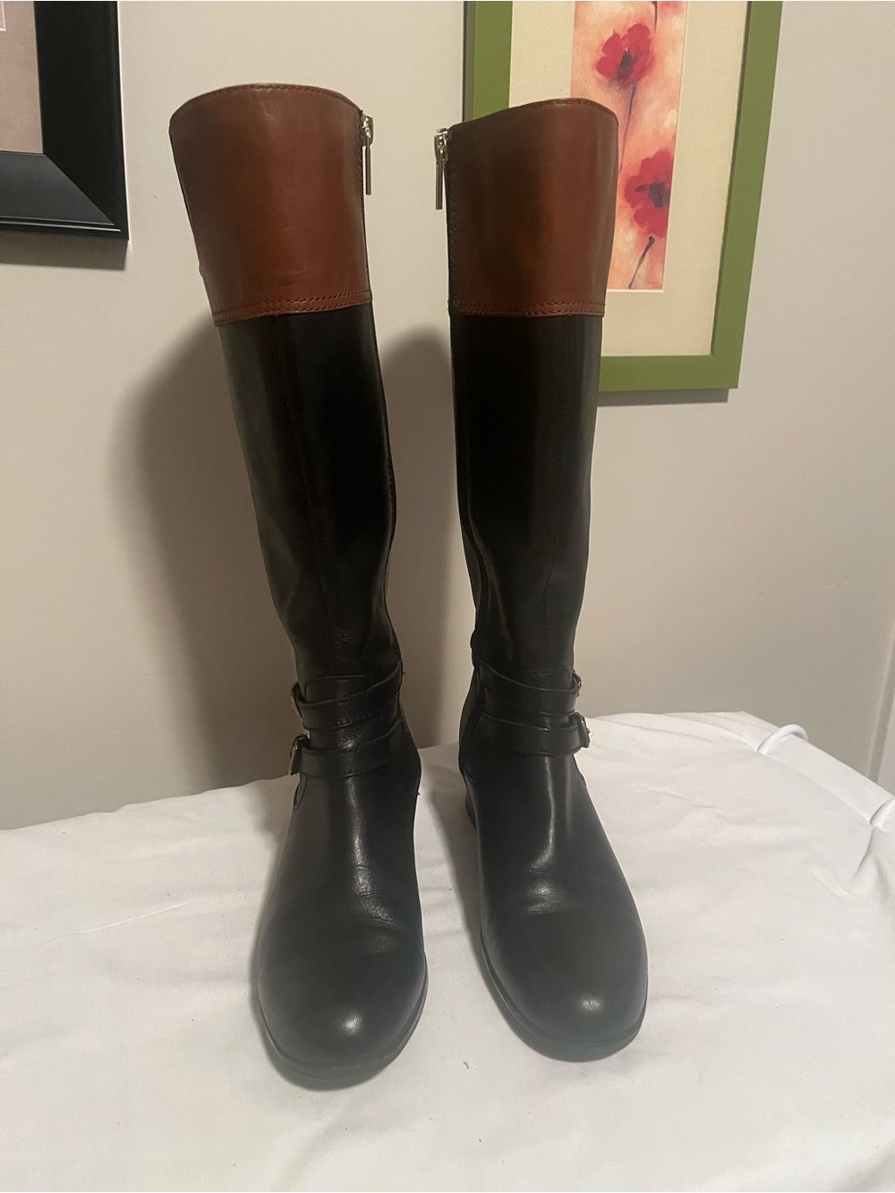 Bandolino Two-Tone Over-the-Knee Boots in Black and Brown
